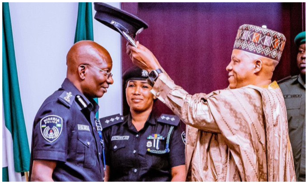 BREAKING: Vice President Kashim Shettima decorates new acting IGP Kayode Egbetokun