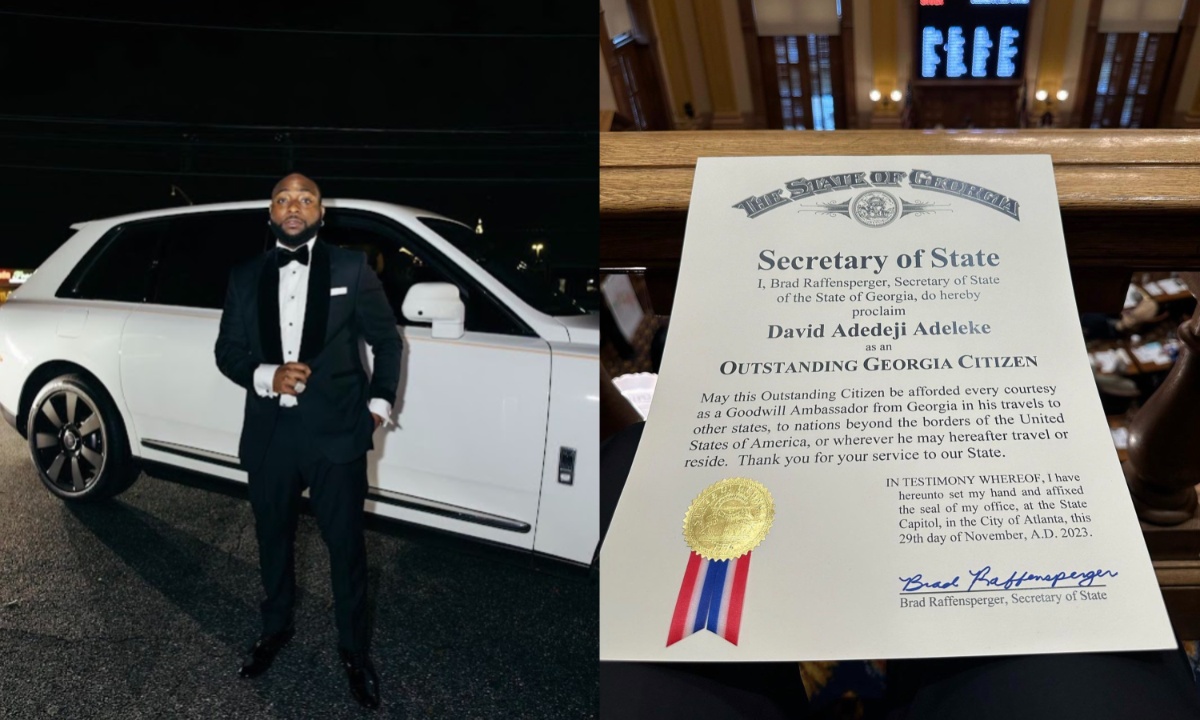 U.S State of Georgia recognises Davido as ‘Outstanding Citizen’